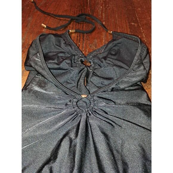 Size 6 Venus Black One Piece Halter Neck Tie Open Back Swimsuit Bathing Suit - Picture 7 of 8